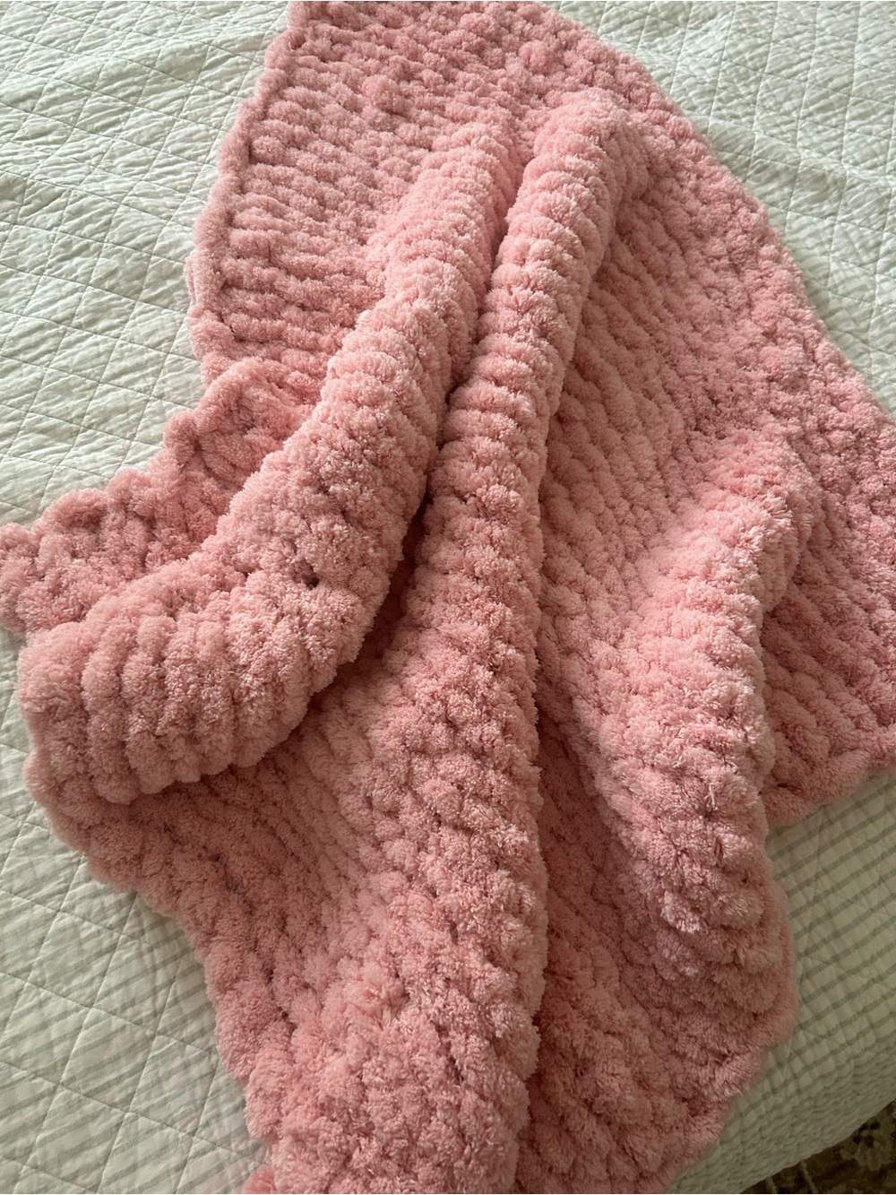 Plush Dusty Pink Chenille Throw Blanket - Unbranded